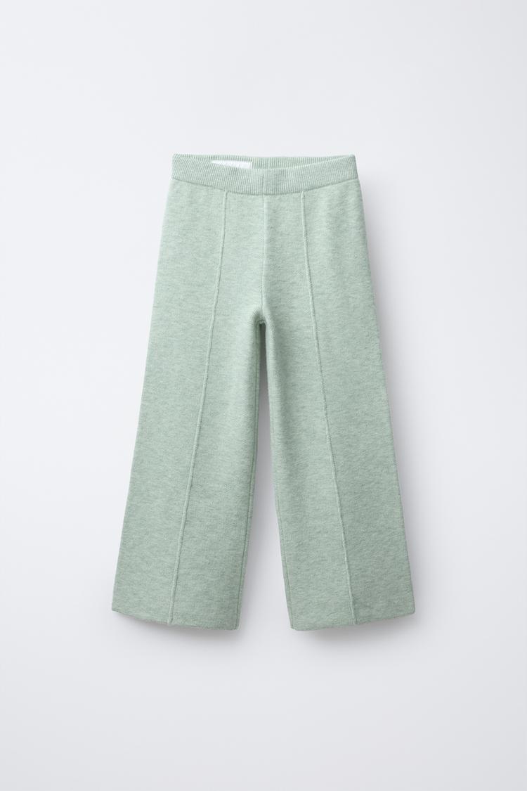 PANTALÓN PUNTO WIDE LEG Verde claro ZARA España