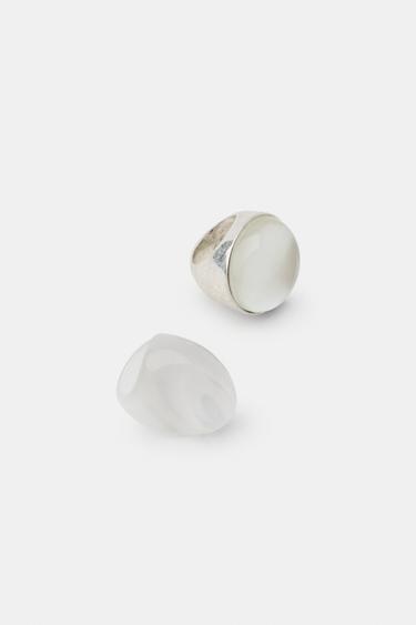 PACK OF 2 MAXI RESIN RINGS - White by Zara - Image 3