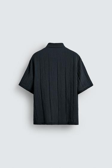 FLOWING TEXTURED SHIRT - Grey / Blue by Zara - Image 7