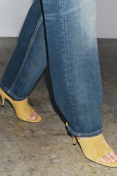 MULES À TALONS EN CUIR - Moutarde de Zara - Image 1
