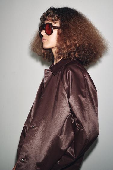 VESTE SATINÉE ZW COLLECTION - Bordeaux de Zara - Image 4
