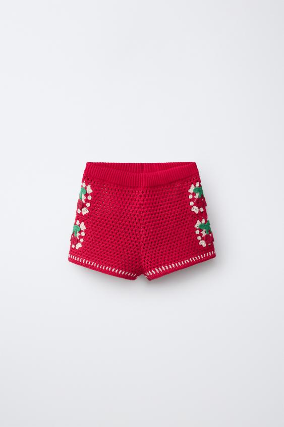 BERMUDA PUNTO CROCHET CEREZAS - Rojo de Zara - Imagen 0