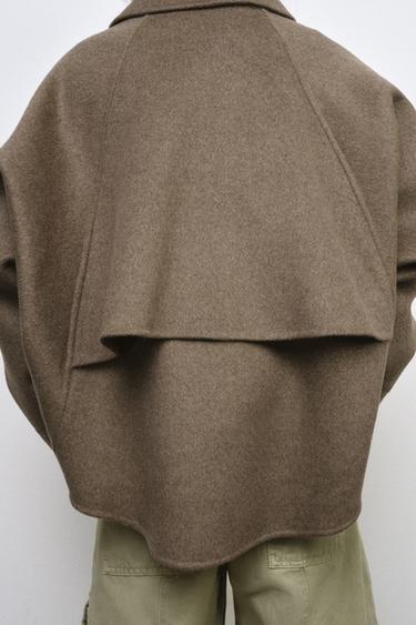 WOOL BLEND JACKET WITH ZIP ZW COLLECTION - Brown / Taupe by Zara - Image 4