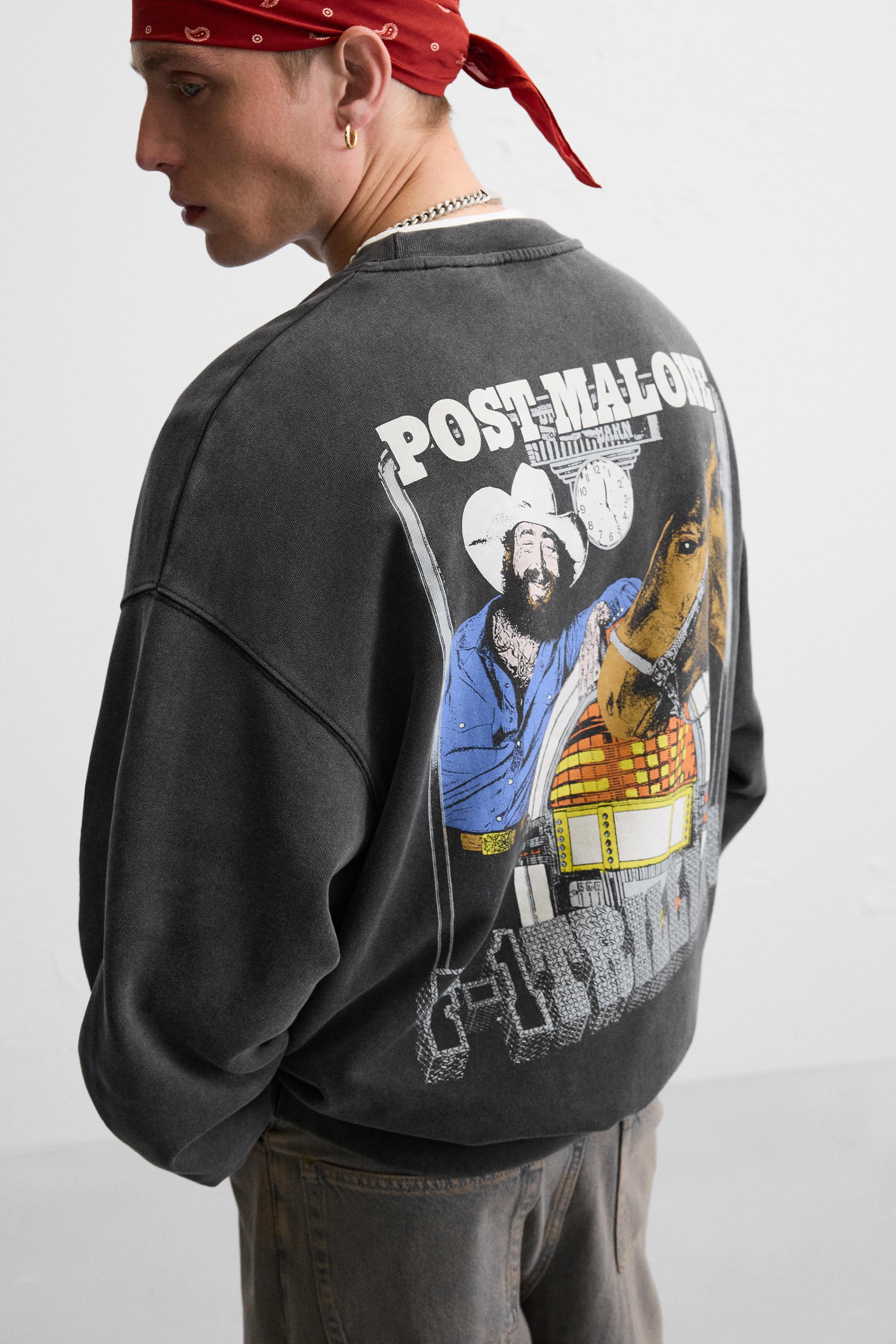 国内発送★ZARA★Post Malone クルーネック スウェットシャツ スペイン発送 ZARA ポストマローンクルーネックスウェットシャツ