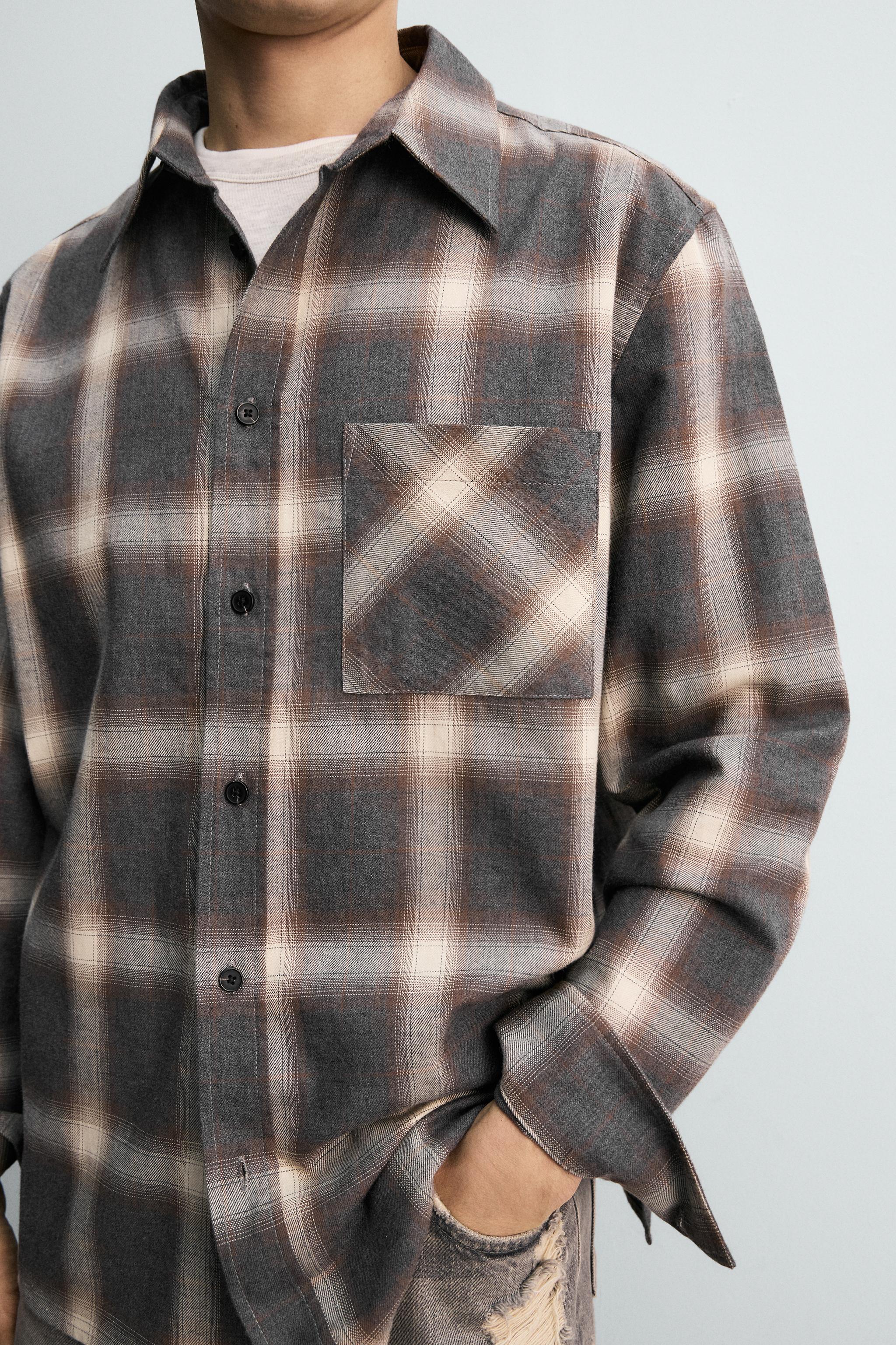 【新品同様】ボッテガヴェネタ　シャツ　胸ポケット　サファリシャツ　ブラウン　36 セール】マルチギンガムチェック シャツ（シャツ/ブラウス）｜TAKEO