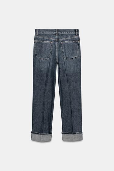 JEAN DROIT PLIÉ TAILLE MOYENNE - Bleu marine de Zara - Image 5