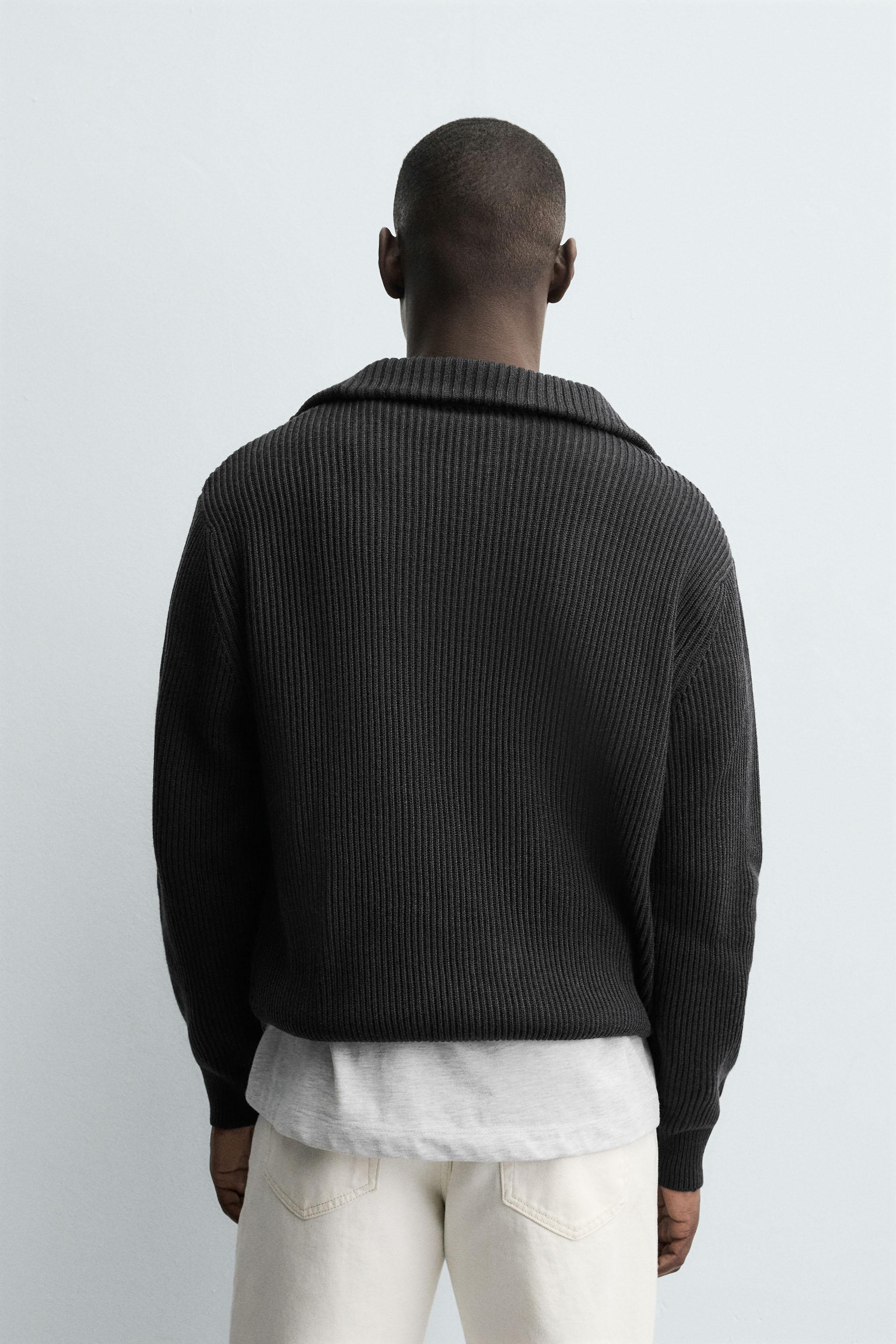 PURL KNIT QUARTER-ZIP SWEATER - Chocolate | ZARA United States