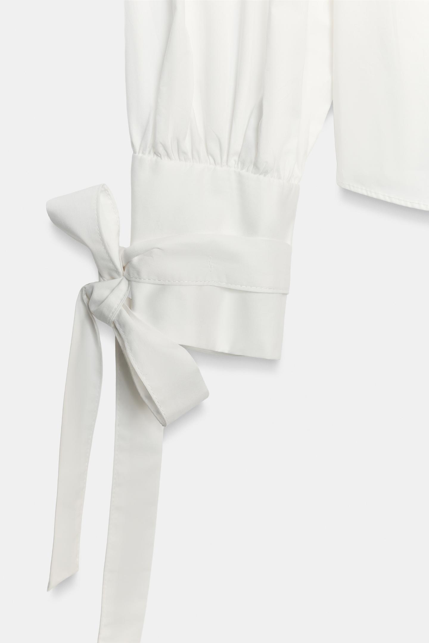 Женская рубашка Zara Popelin Bow, цвет: Белый — фото 7