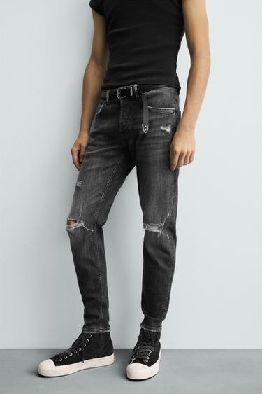 RIPPED SKINNY FIT JEANS - Grey by Zara
