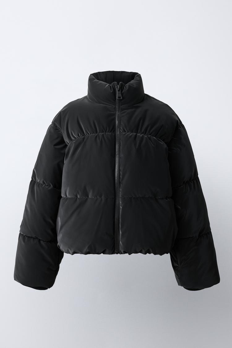 RUBBERIZED PUFFER JACKET — Black