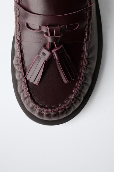 LEATHER TASSEL LOAFERS LIMITED EDITION - Burgundy Red by Zara - Image 5
