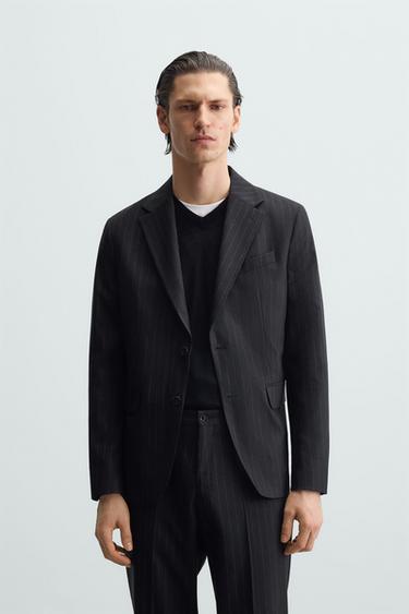 PINSTRIPED SUIT BLAZER - Navy blue by Zara