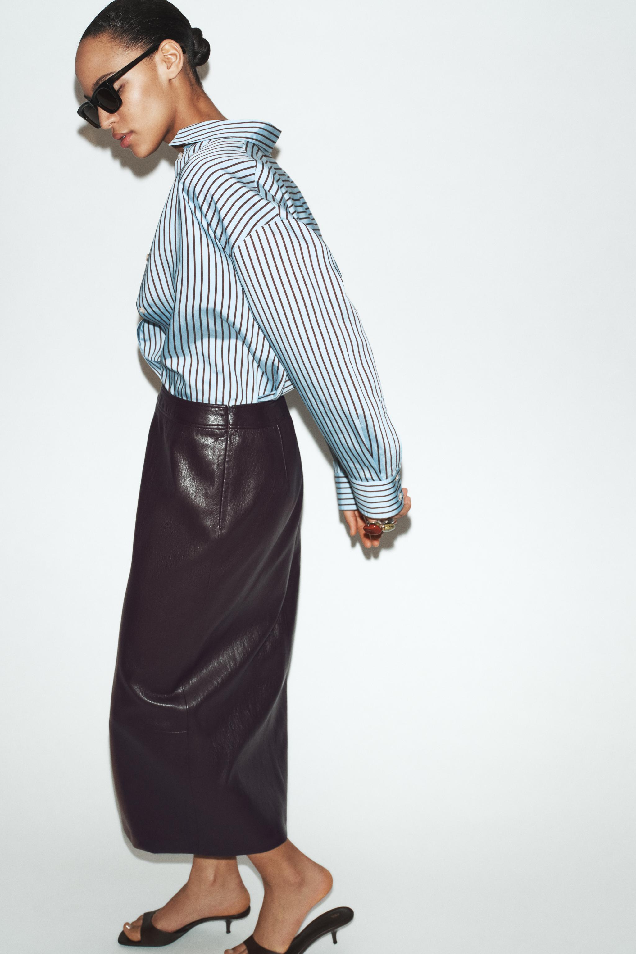 ÇİZGİLİ OVERSIZE POPLIN GÖMLEK - Görsel 3