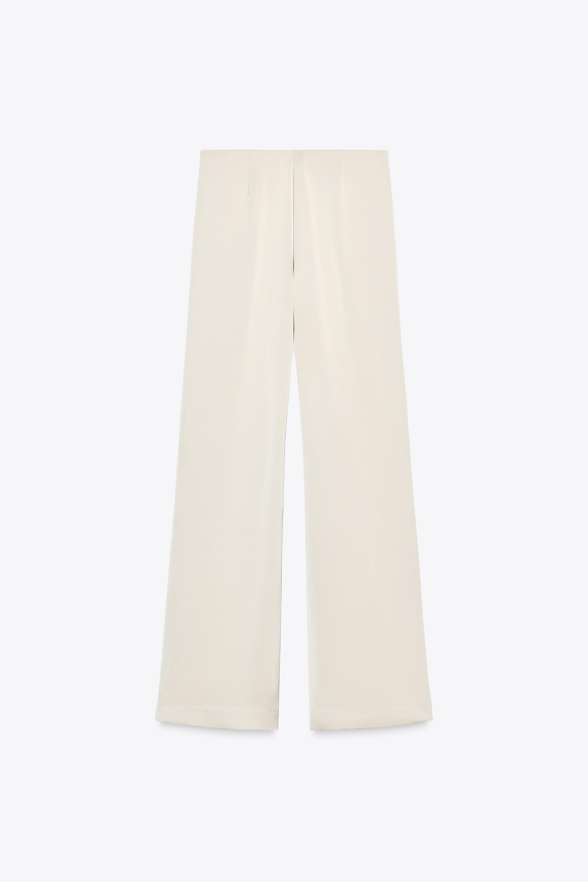 【ZARA】ハイウエストサテンパンツ ブラック | 5427/429/800 ハイウエストパンツ - オフホワイト | ZARA Japan / 日本