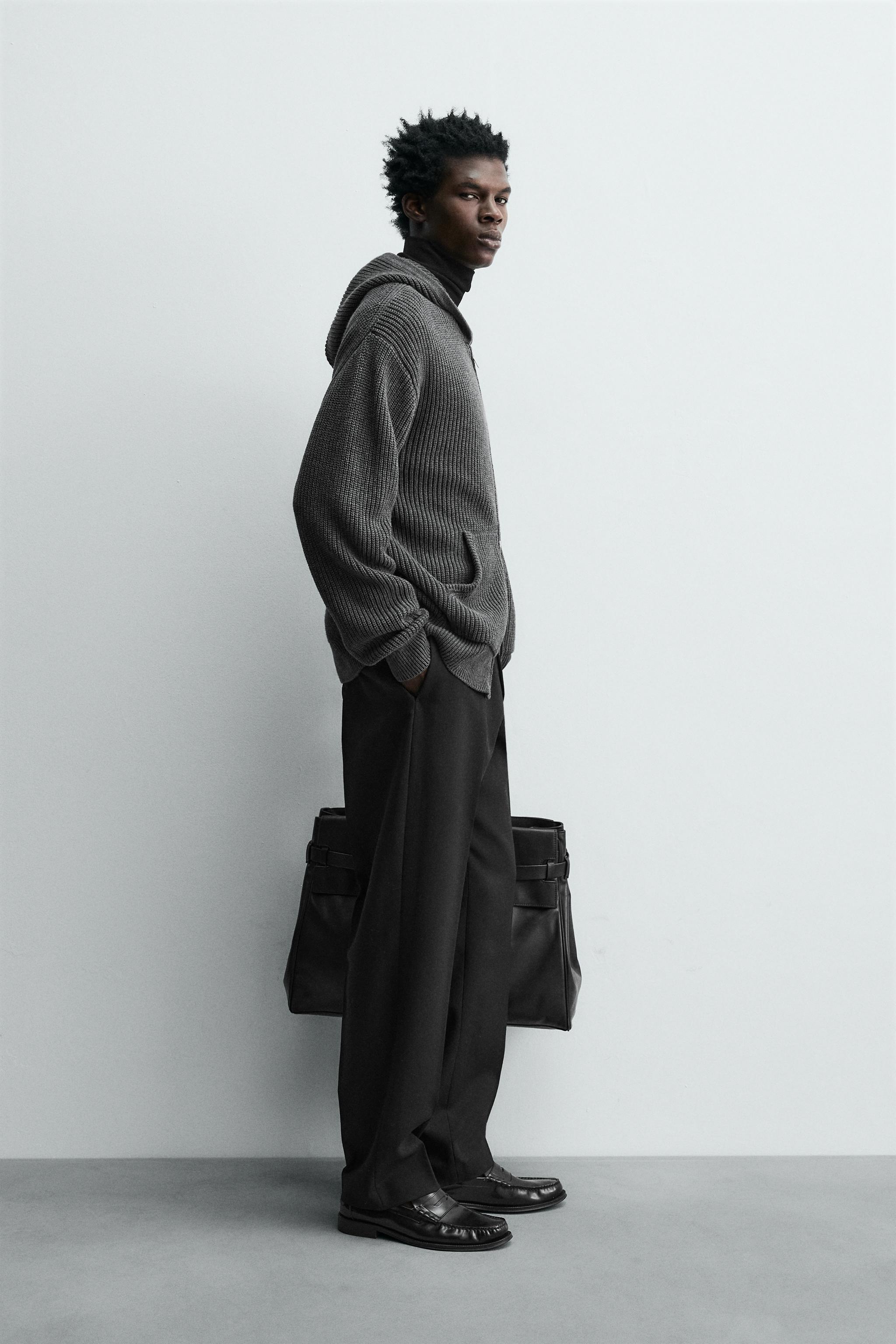 COTTON - WOOL PURL KNIT HOODIE CARDIGAN