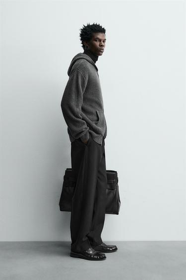 VESTE EN TRICOT DE COTON PERLÉ - LAINE À CAPUCHE - Gris chiné de Zara - Image 3