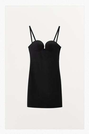 שמלת מיני עם פוליאמיד BODY SHAPE - שחור של Zara