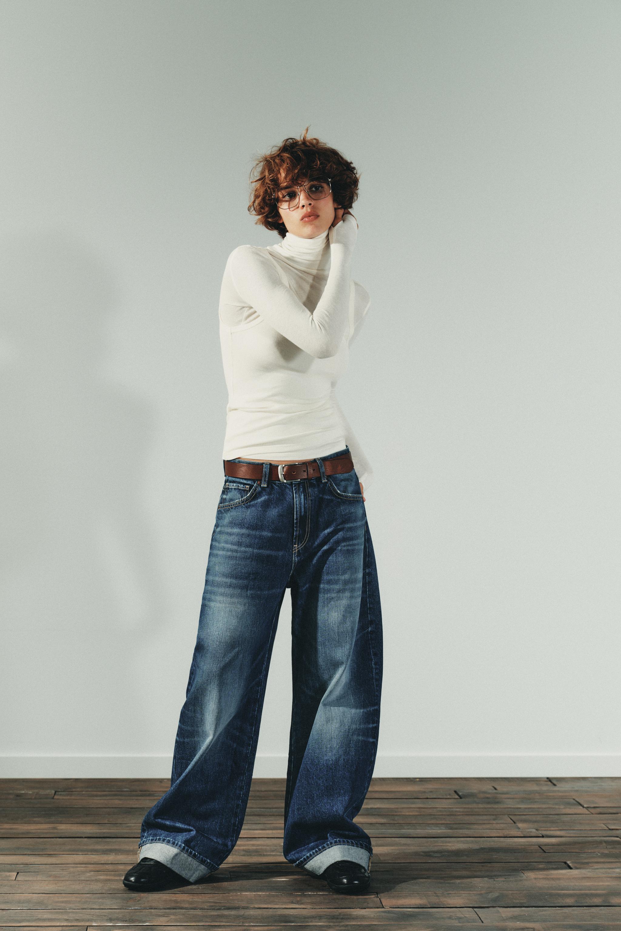 ZARA バギーバルーンジーンズ【EU40/ウォッシュブルー】 ZARA バルーンスリーブフィット デニム スーパーバギーフィット