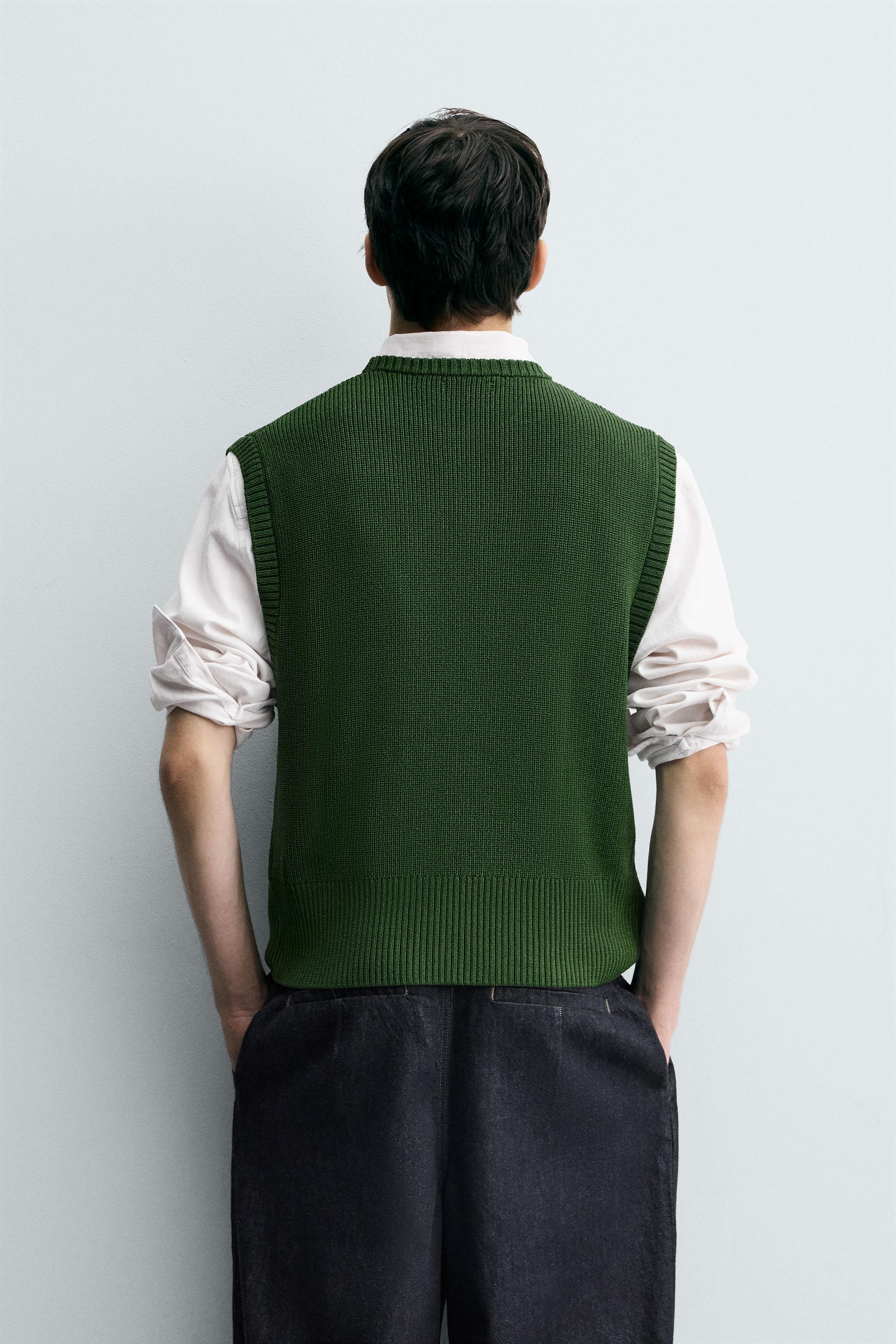 VISCOSE BLEND KNIT VEST - Green | ZARA New Zealand