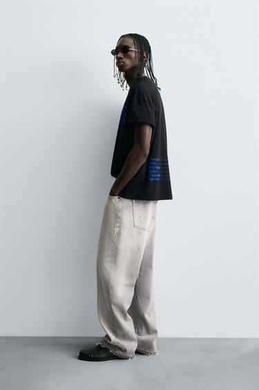 T-SHIRT WITH GRAPHIC TEXT - Black by Zara - Image 3