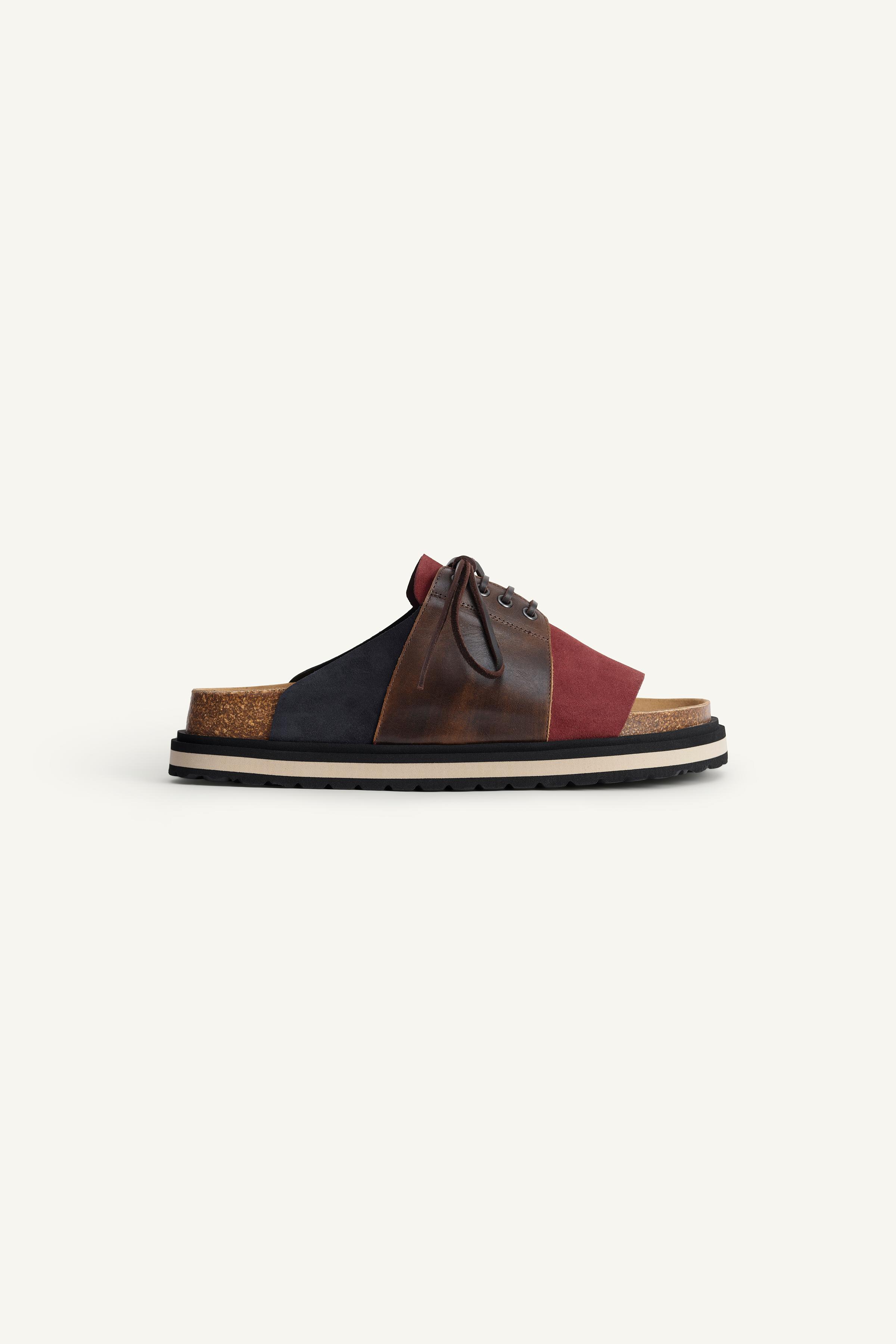 【ZARA】LTHR SNDLS 14 スエードレザーサンダル 2796/520/700 バックル付きレザーサンダル - サンドブラウン | ZARA Japan / 日本