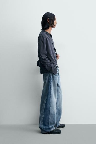 JEAN LOOSE BALLON BANDES CONTRASTE - Bleu moyen de Zara - Image 3