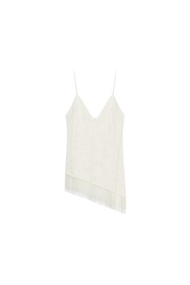 TOP ENCAJE ABALORIOS - Crudo de Zara