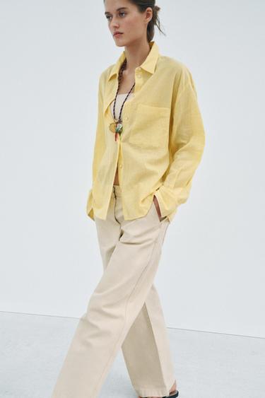 ZW COLLECTION STRIPED CRINKLED SHIRT - Yellow by Zara - Image 5