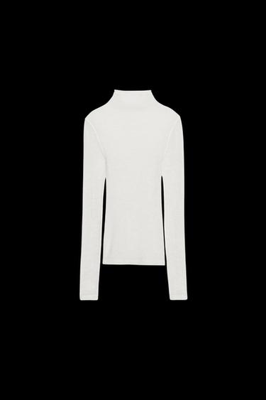 Zara 100% WOOL T-SHIRT - Ecru