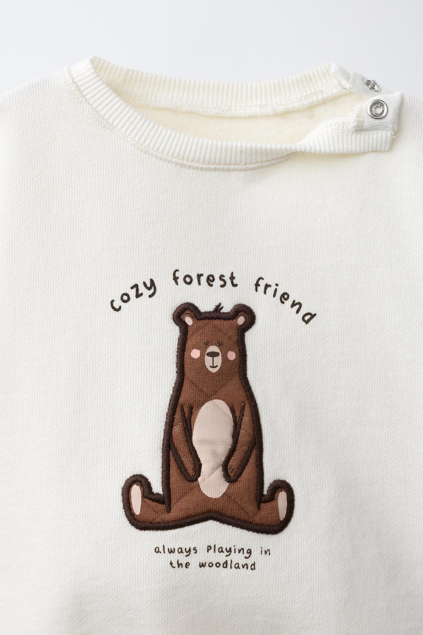 Детский свитшот Zara Bear Graphic, цвет: Экрю — фото 3