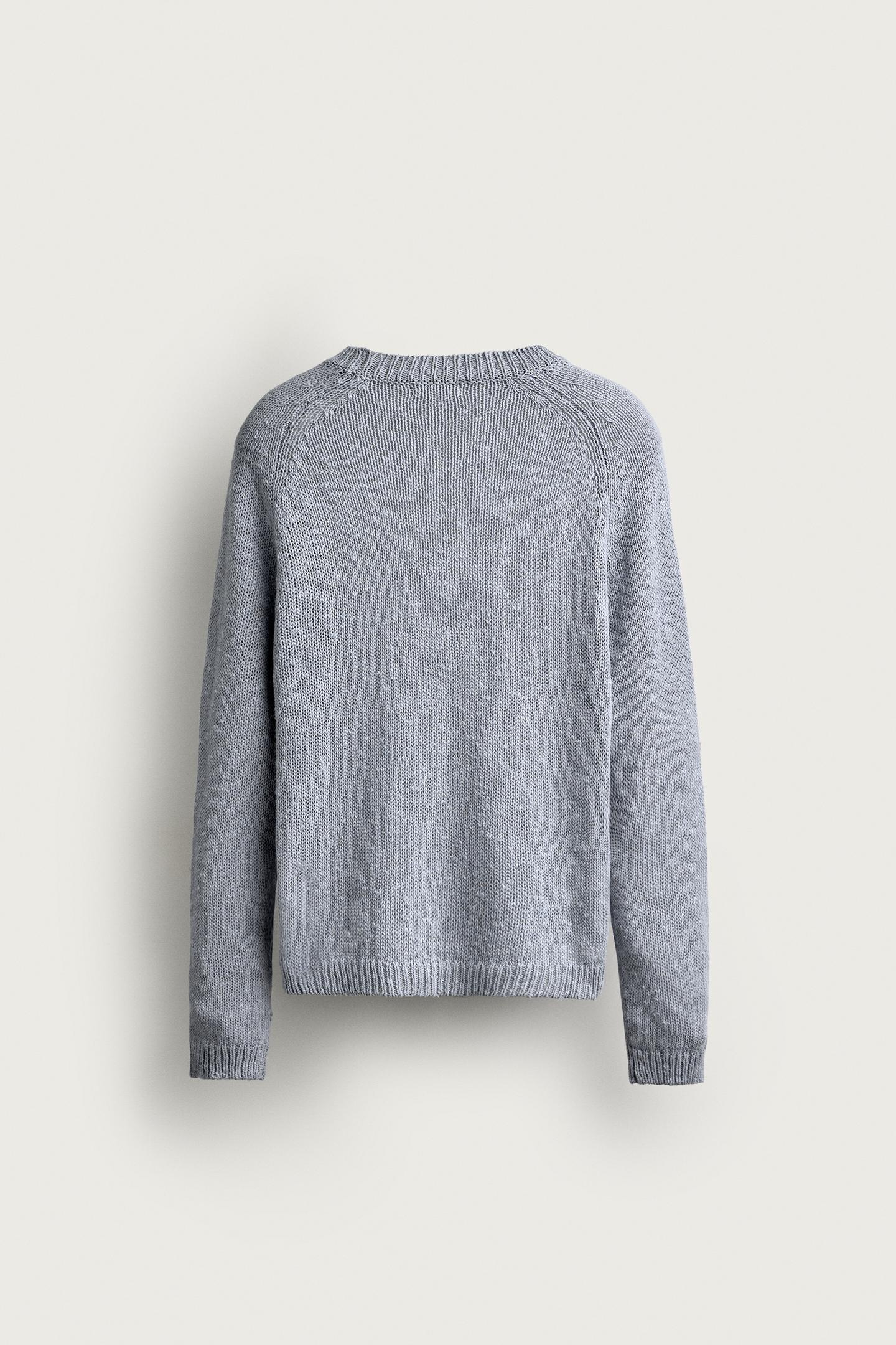 Мужской свитер Zara Relaxed Fit Textured Jumper, цвет: Небесно-голубой — фото 9