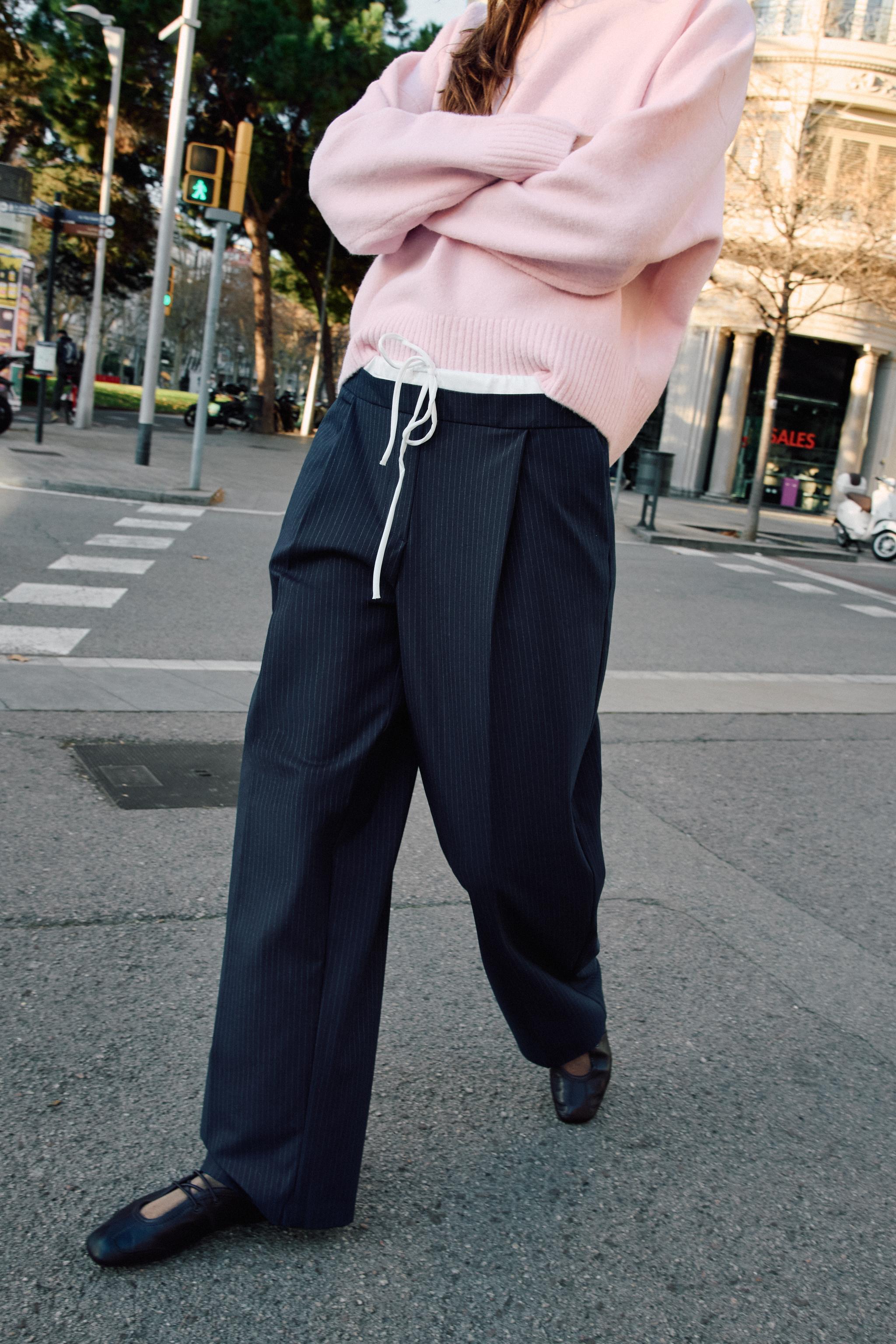 DOUBLE WAISTBAND WIDE-LEG PANTS
