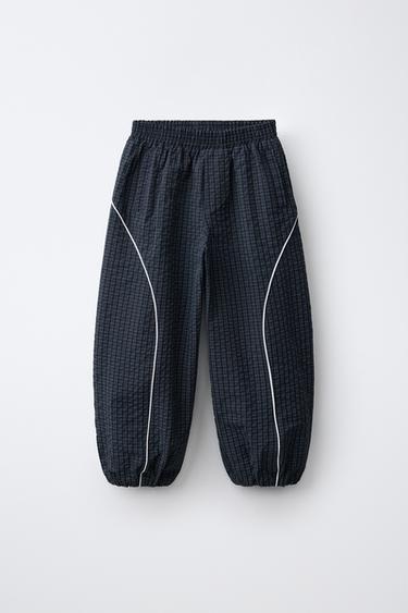CHECKED SAROUEL TROUSERS WITH CONTRASTING PIPING - Blue by Zara - Image 0