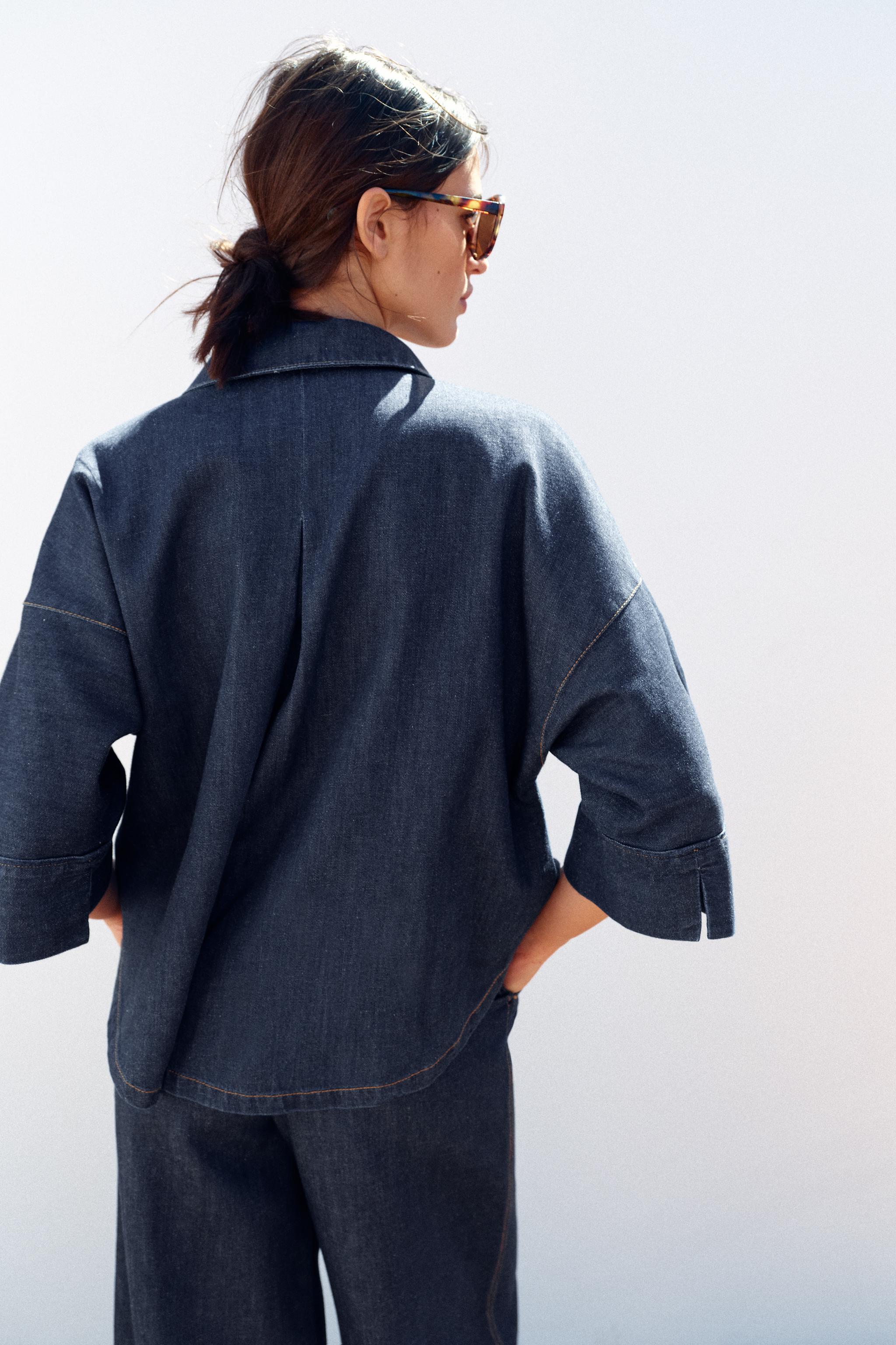 WIDE SLEEVE SHIRT - Dark indigo | ZARA Thailand