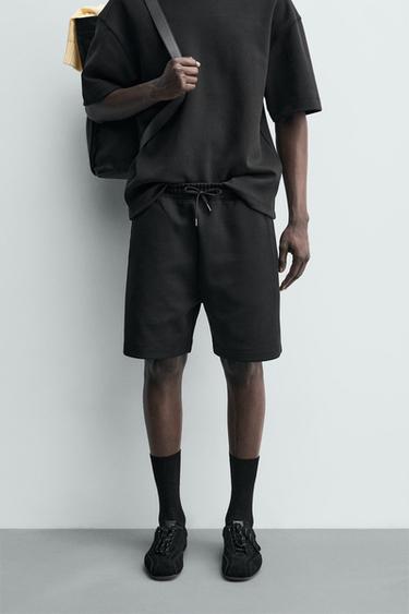 ШОРТЫ-ДЖОГГЕРЫ RELAXED FIT INTERLOCK — ЧЕРНЫЙ от Zara
