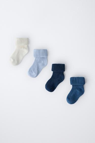 Zara 四雙裝彩色襪子禮盒 - 中藍色