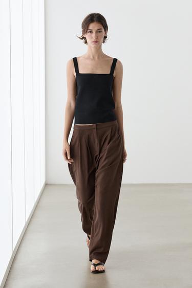 Zara Knit top with a square neckline - Black - Image 0