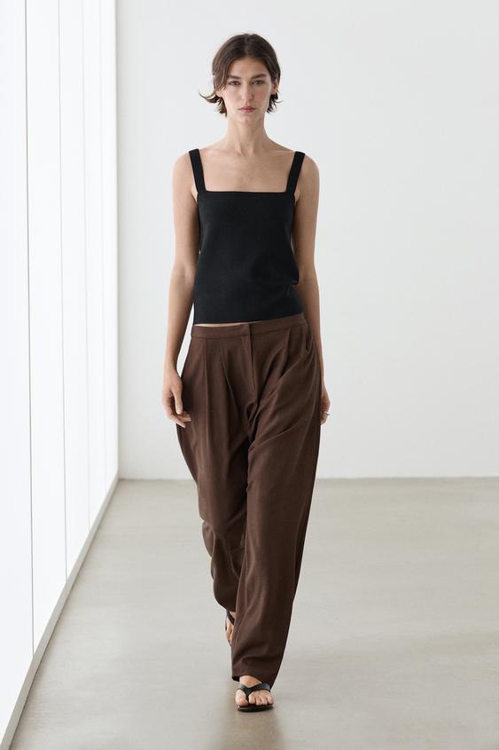 Zara Knit top with a square neckline - Black - Image 0