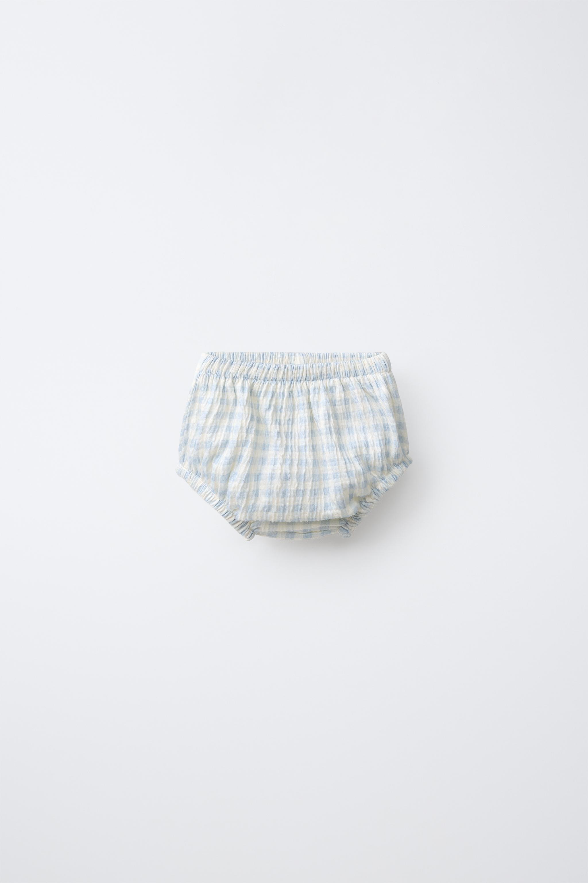 TEXTURED GINGHAM BOTTOMS — Blue / White