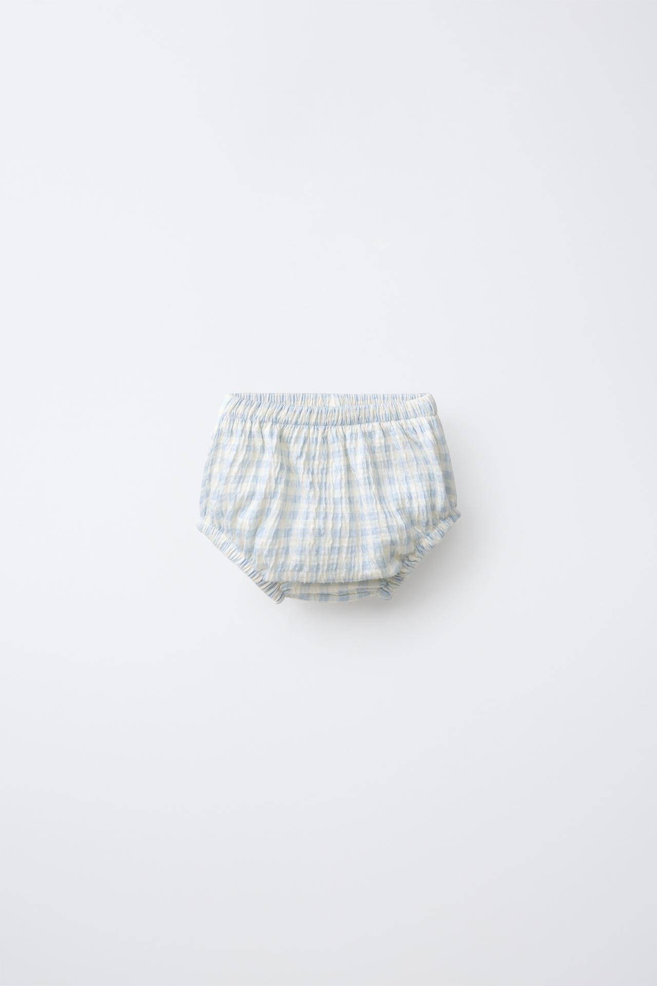 TEXTURED GINGHAM BOTTOMS — Blue / White