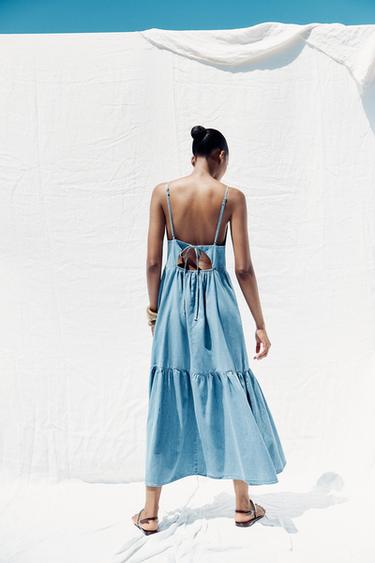 ROBE MIDI LACETS - Bleu clair de Zara - Image 4