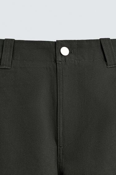 TEXTURED CANVAS TROUSERS - Dark khaki by Zara - Image 8