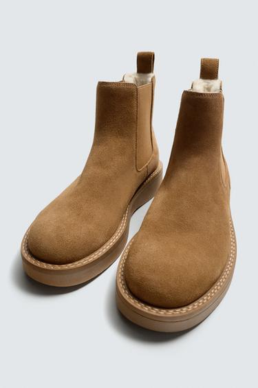 LEATHER CHELSEA BOOTS - Beige by Zara - Image 4