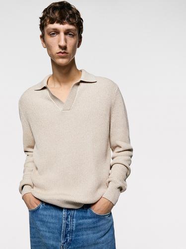 Jersey polo punto algodón - Crudo de Zara