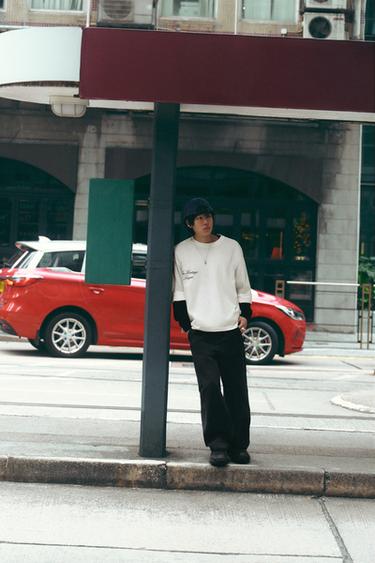 Zara 休閒版扭轉縫線長褲 - 煤灰色