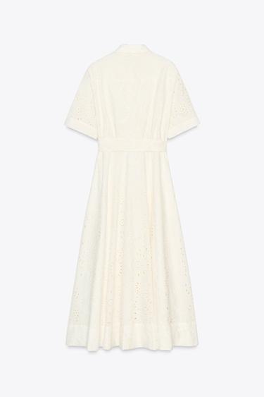 ROBE CHEMISE BRODÉE ZW COLLECTION - Écru de Zara - Image 7