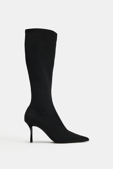 BOTTINE À TALONS STRETCH - Noir de Zara