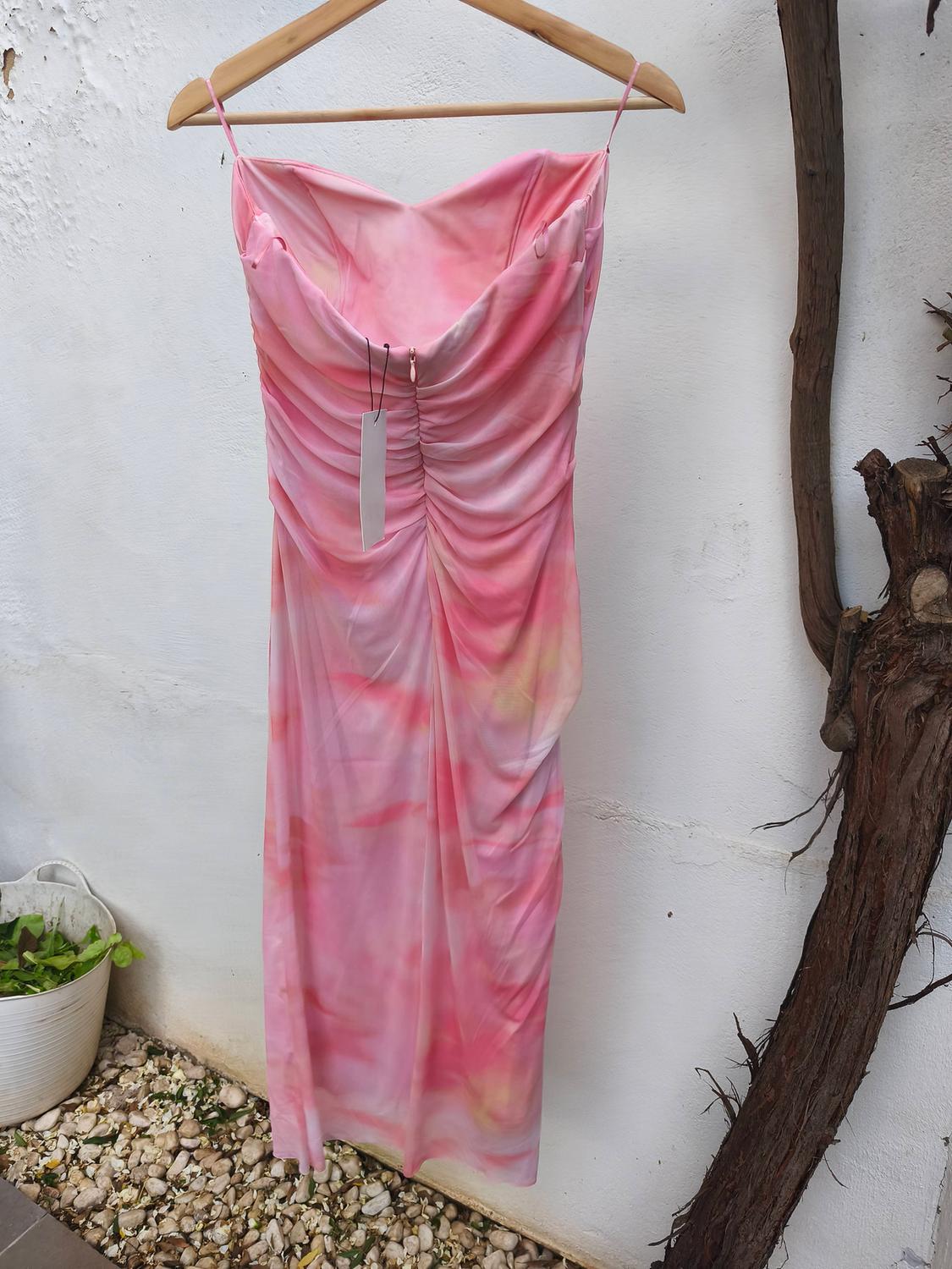 PRINTED STRAPLESS TULLE DRESS - Image 3