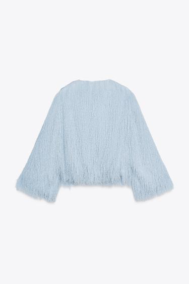 FRINGED JACKET - Light blue by Zara - Image 7