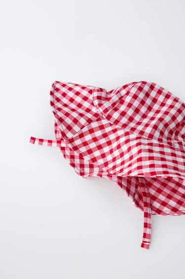 BONNET BUCKET À CARREAUX VICHY - Blanc / Rouge de Zara - Image 2
